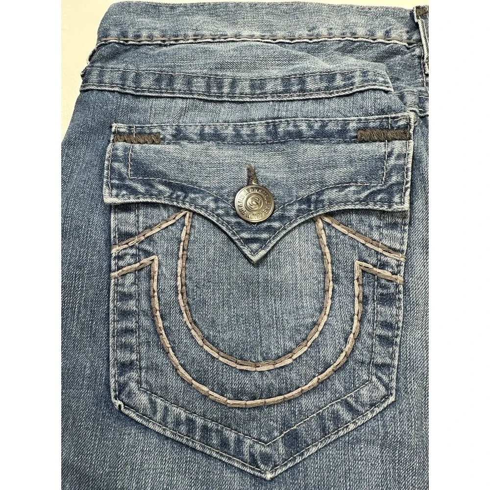 True Religion Jeans Mens 40x30‎ Ricky Super T Flap Pockets Blue HEMMED